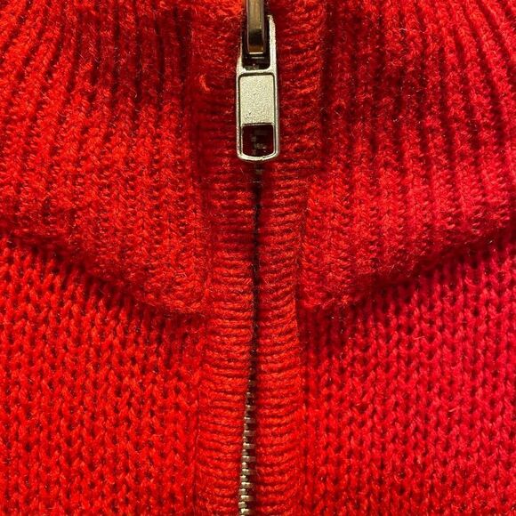 Basic Editions Christmas Patchwork Santa Snowman Knit Zip Up Sweater Large - Picture 9 of 14